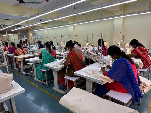 Our Hardworking Partners' Factory Workers Sewing Our Sustainable Products