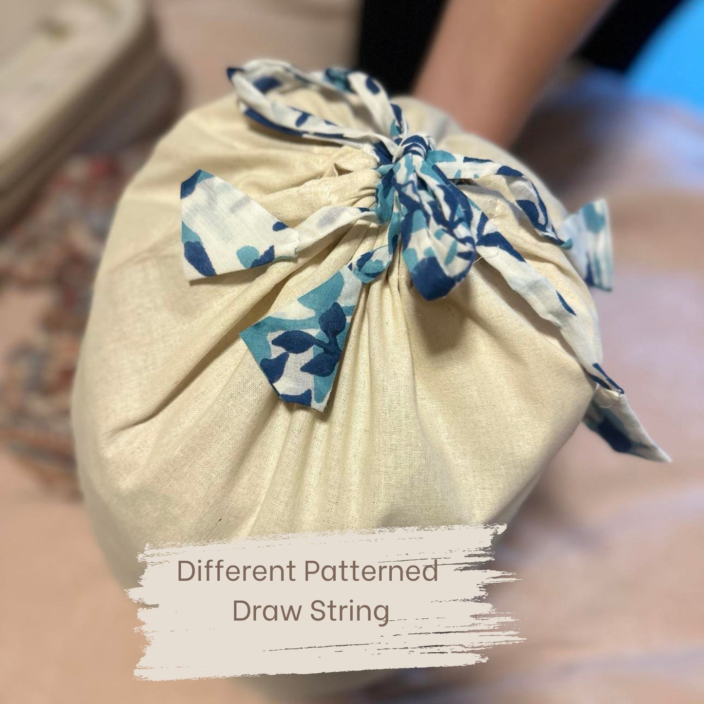 Travel Shoe & Laundry Bag – 100% Cotton with Unique Block Print Drawstring -30 x 50 cm