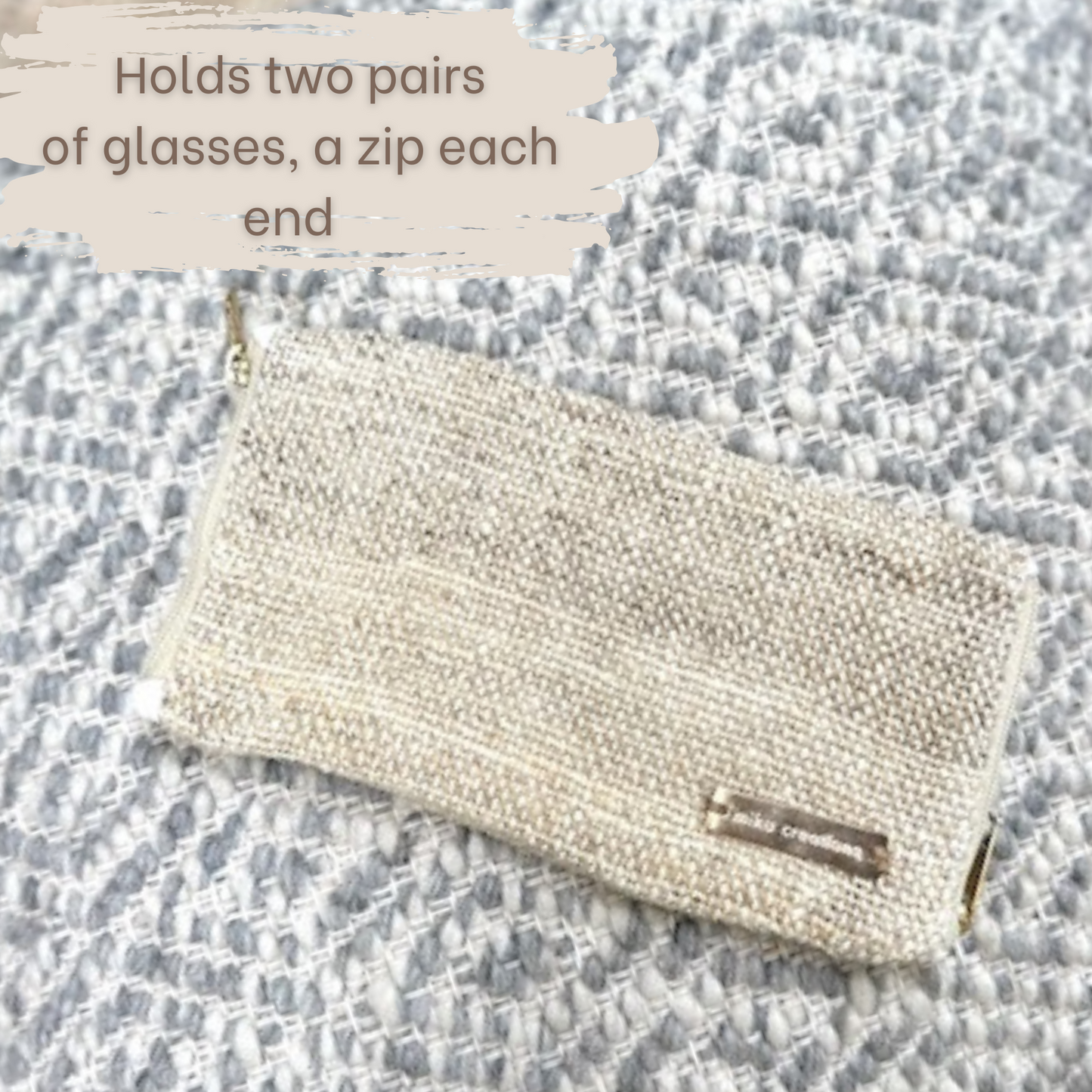 Double Glasses Case Hemp Linen Blend