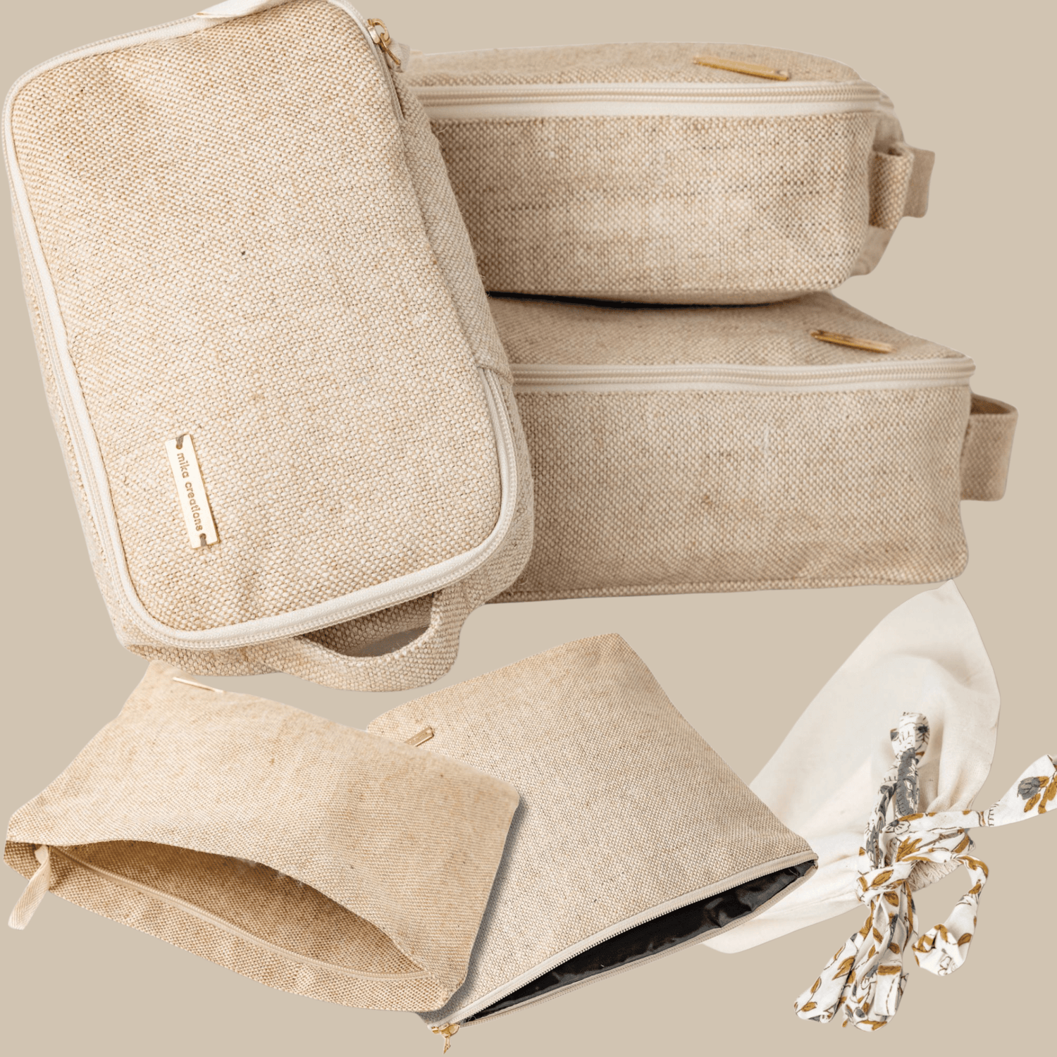 Beige Juco Packing Cubes Set of 6