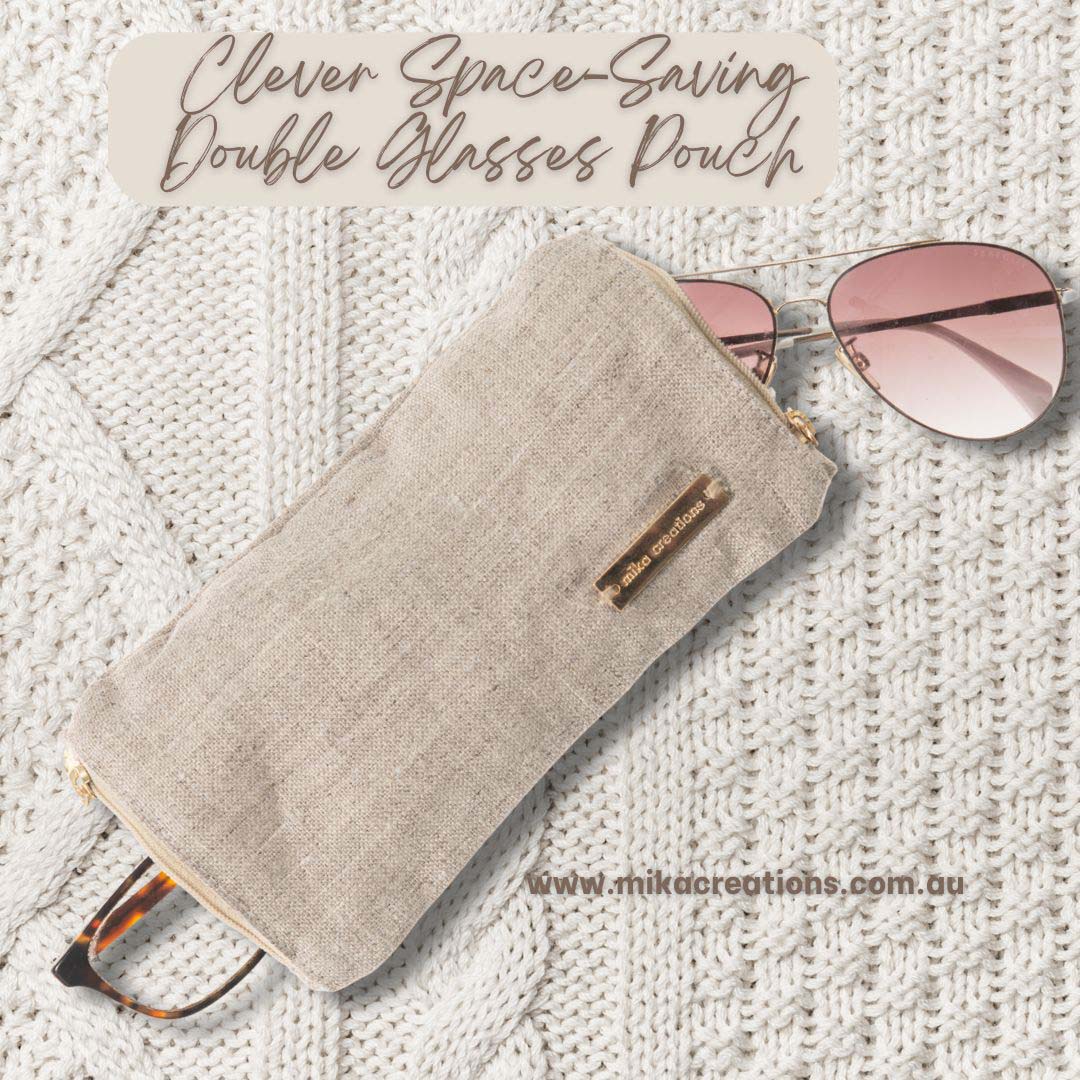 Eyeglass and Sunglass in a Double Glasses Case with Soft Pouch Made from Sustainable Hemp