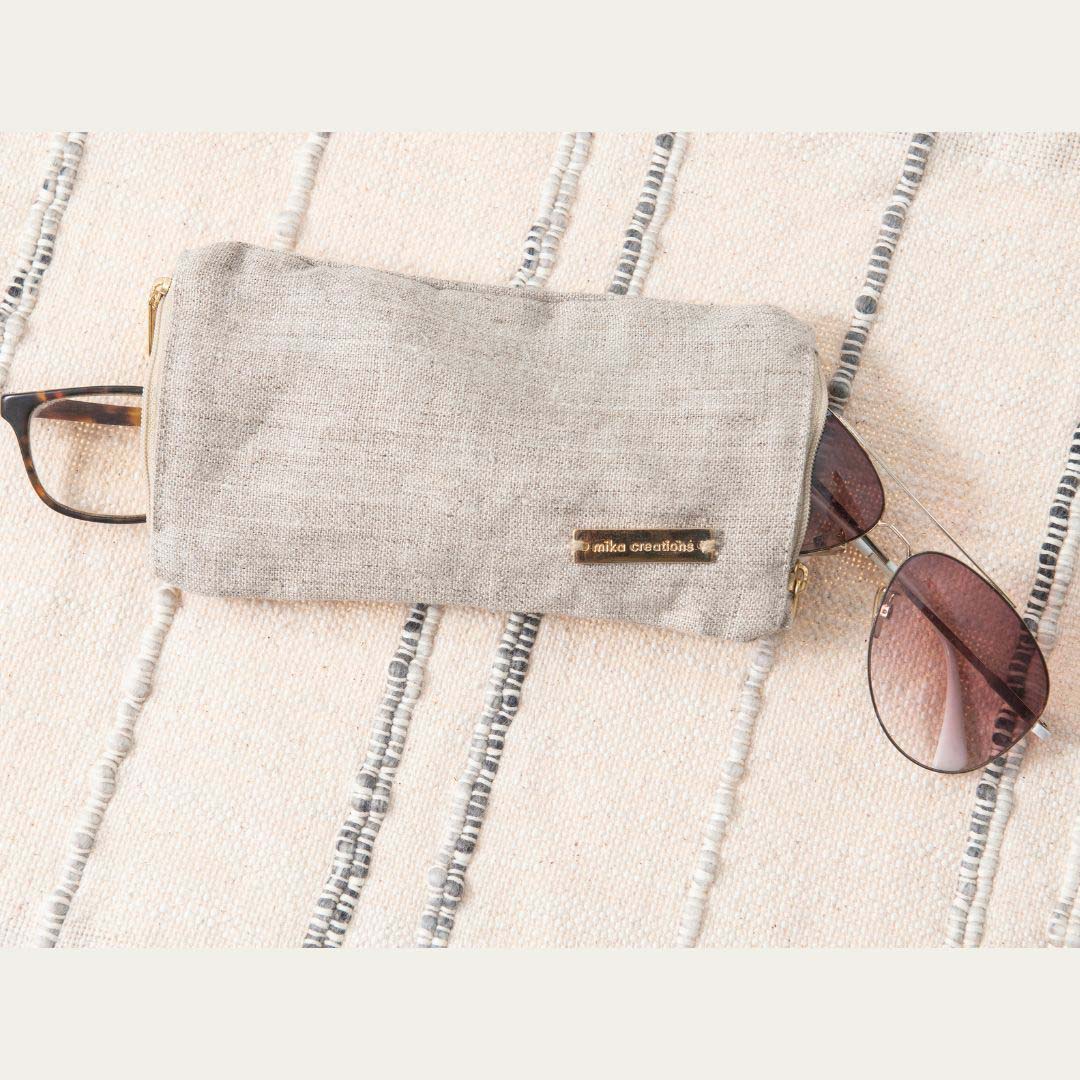 Eyeglass and Sunglass in a Double Glasses Case with Soft Pouch Made from Sustainable Hemp