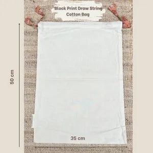 Travel Shoe & Laundry Bag – 100% Cotton with Unique Block Print Drawstring -30 x 50 cm