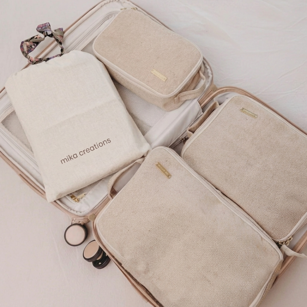 set of 3 Juco beige packing cubes  