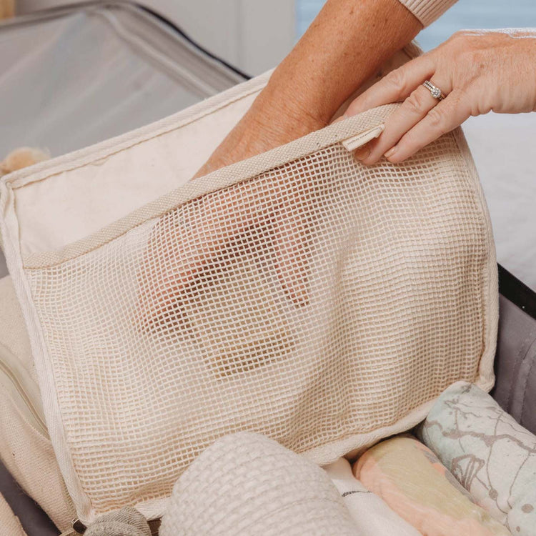 Beige Large Travel Packing Cube that Fits Your Towels, Bikinis, Soap, Etc.,