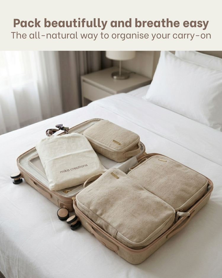 Travel Packing Cubes - Carry-on or for Kids, Natural Sustainable Juco (Set of 3)