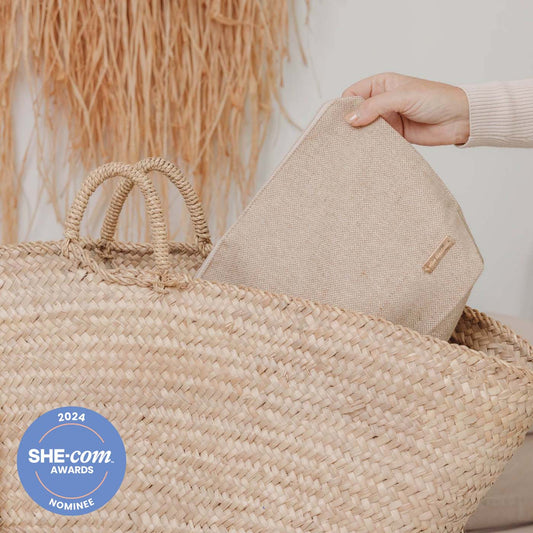 Sustainable Waterproof Beige Wet bag for your Bikini, Make-Up or Toiletries.