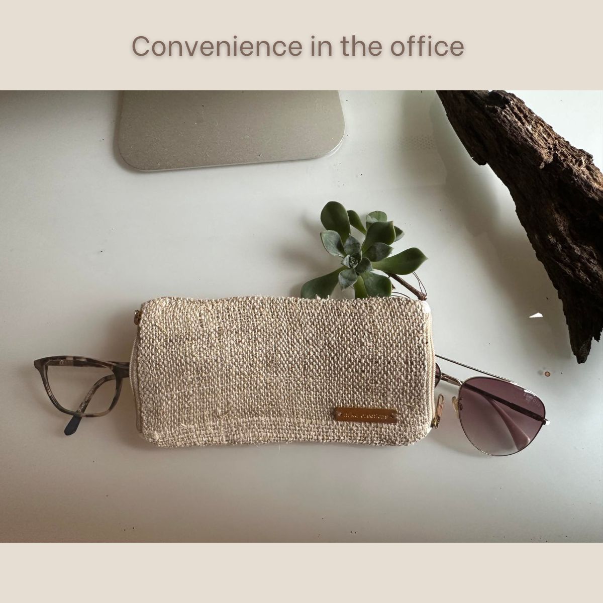 Double Glasses Case Made with Hemp Linen Blend Fits 2 Sunglasses