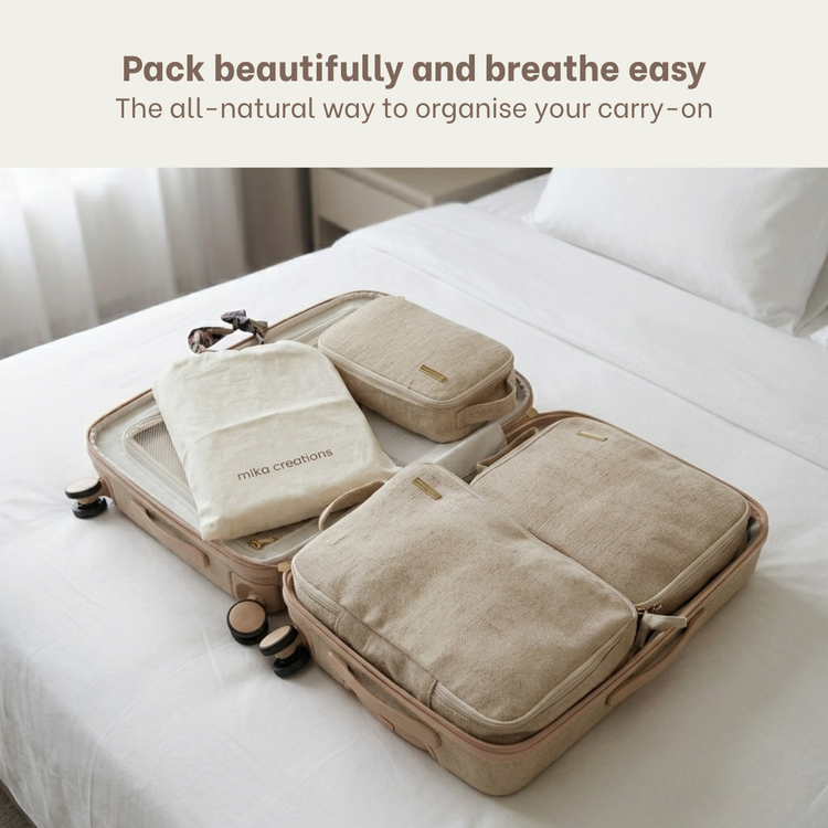Travel Packing Cubes - Carry-on or for Kids, Natural Sustainable Juco (Set of 3)