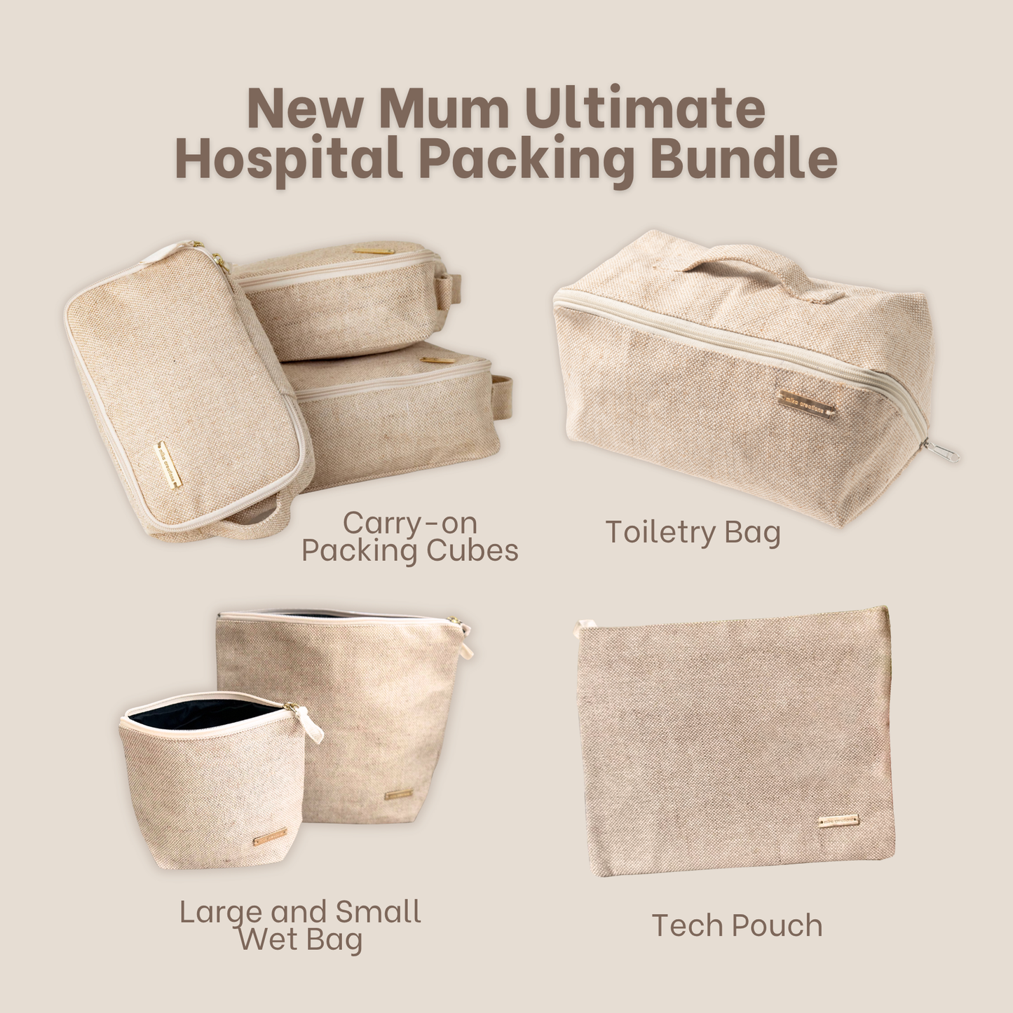 New Mums’ Hospital Packing Bag Organiser Bundle - 7 Piece Set