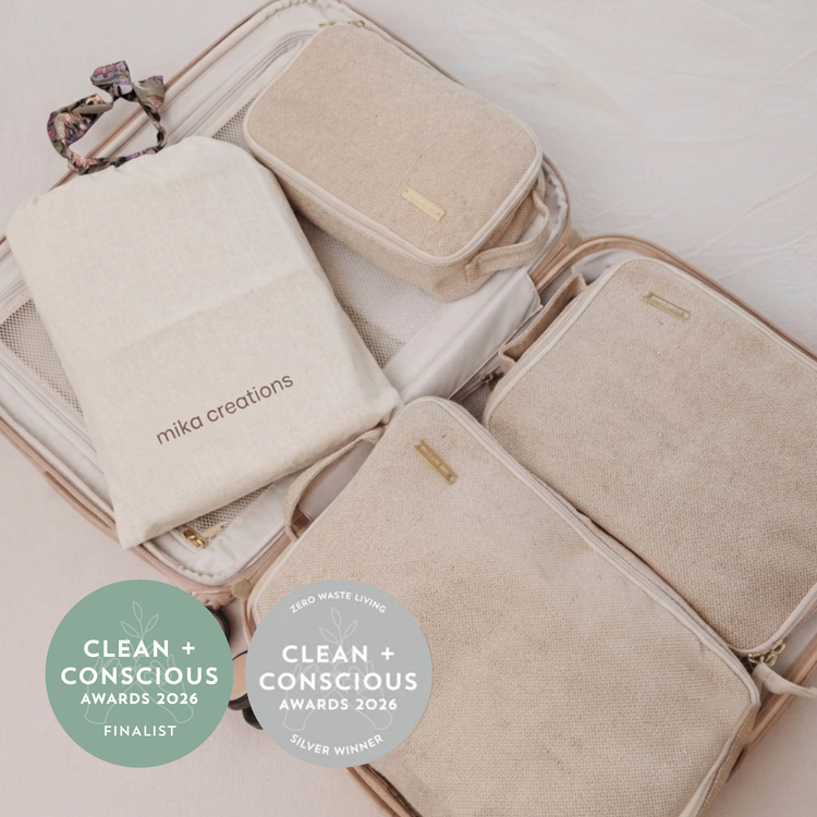 Travel Packing Cubes - Carry-on or for Kids, Natural Sustainable Juco (Set of 3)