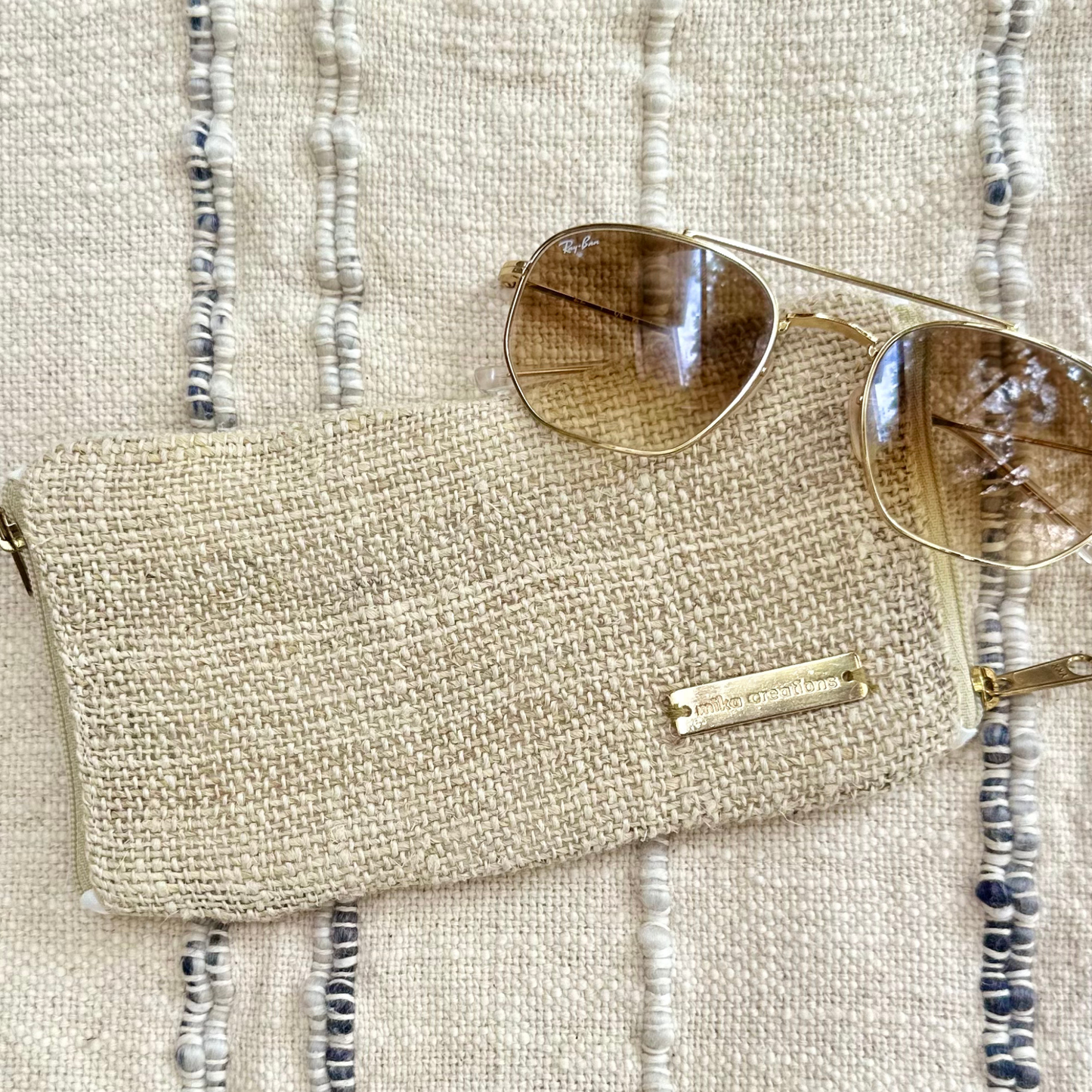 Double Glasses Case Hemp Linen Blend