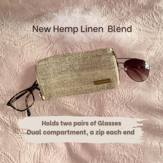 Double Glasses Case Hemp Linen Blend