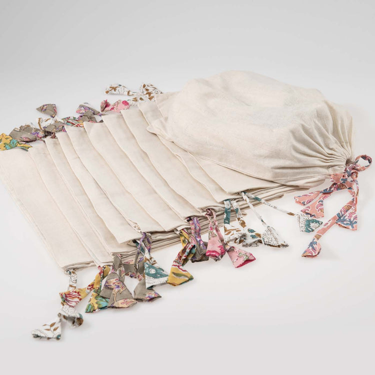 Beautiful Sustainable Travel Shoe or Laundry Bag made with Cotton