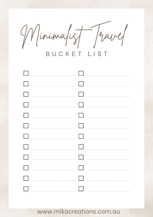 Free Travel Bucket List by Mika creations for an organised travel