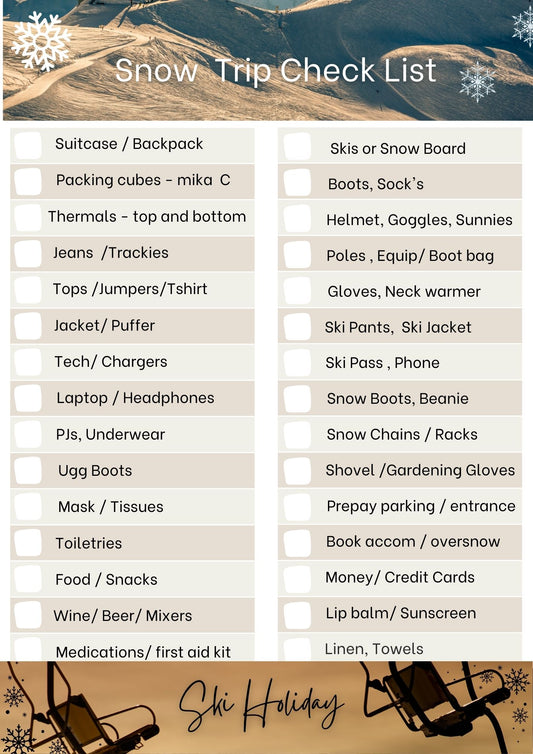 Snow Holiday Travel Check List