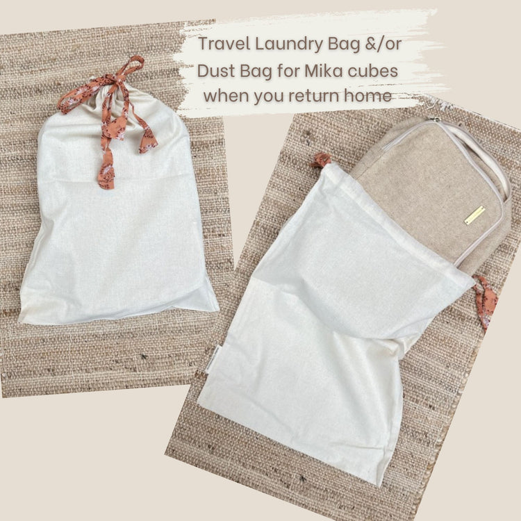 Travel Shoe & Laundry Bag - Cotton with Unique Block Print Drawstring - 30 x 50 cm