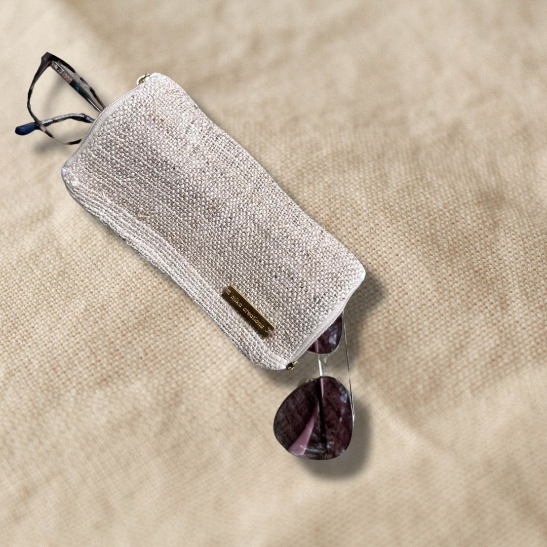 Double Glasses Case Hemp Linen Blend